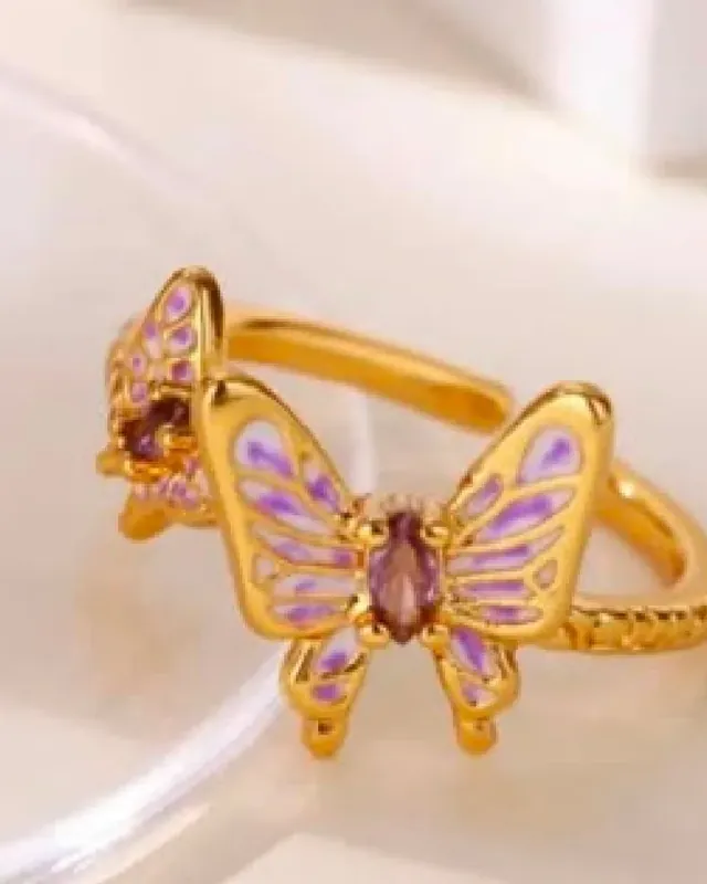 Anillo mariposa lila
